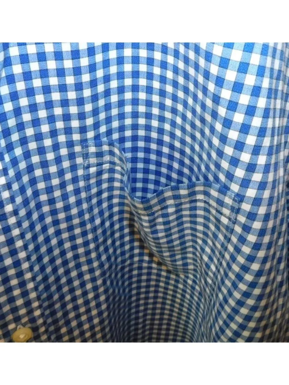 Banana Republic XL Camden Fit Blue Checked Button Shirt Custom 078 Wash Cotton
